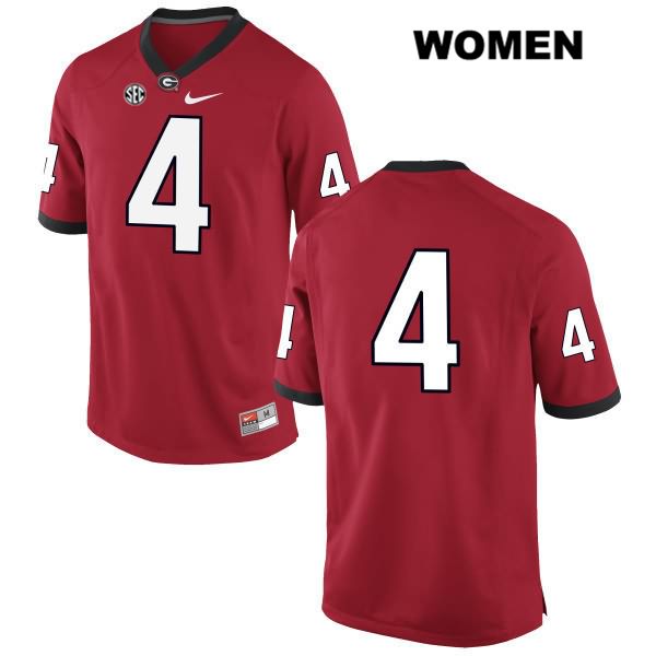 Georgia Bulldogs Women's Mason Wood #4 NCAA No Name Authentic Red Nike Stitched College Football Jersey ZGO6556QJ